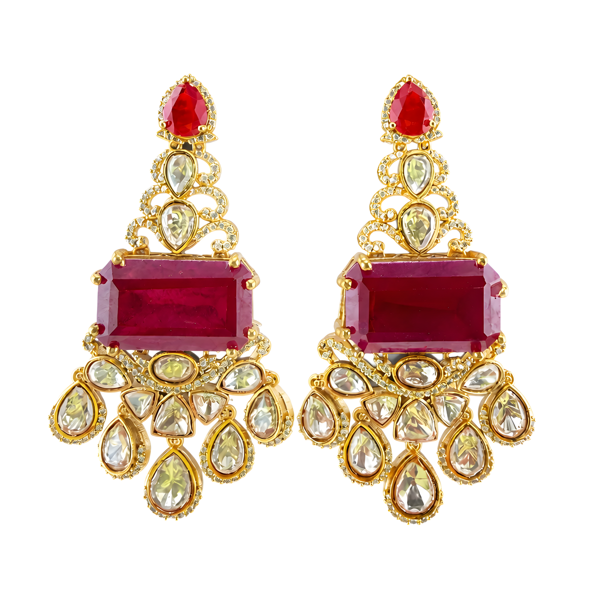 Raina Ruby Prism Chandelier Earrings