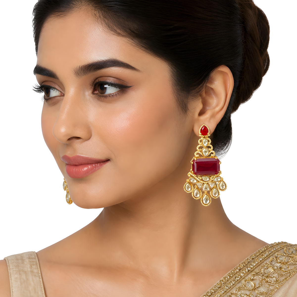 Raina Ruby Prism Chandelier Earrings