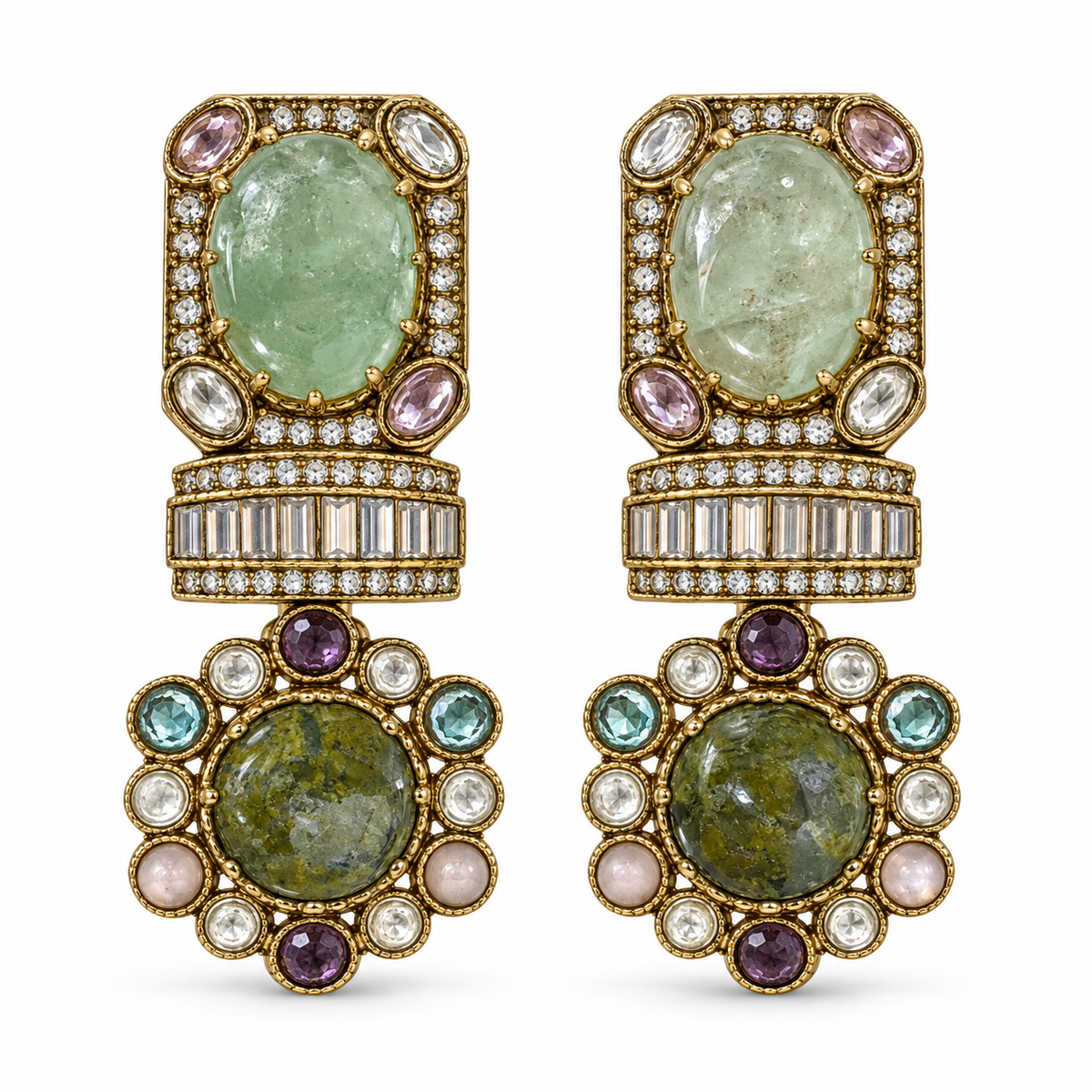 Meena Mosaic Double-Drop Earrings