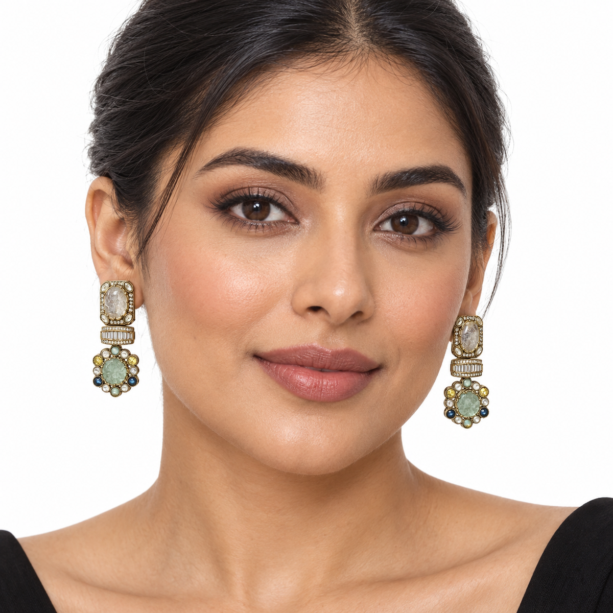 Meena Mosaic Double-Drop Earrings