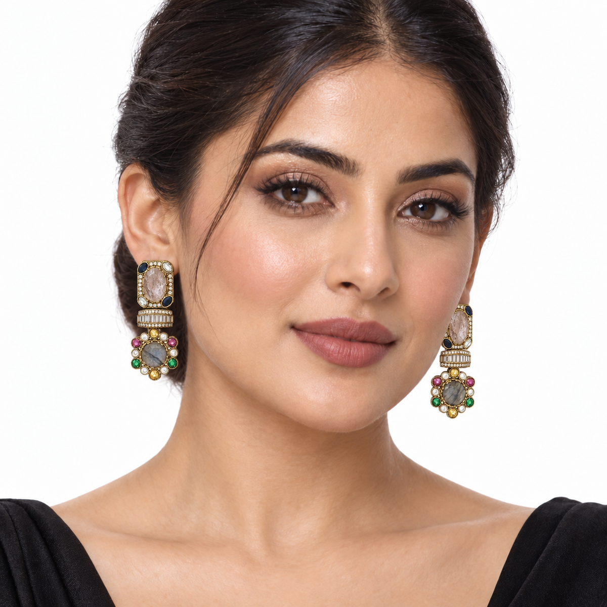 Meena Mosaic Double-Drop Earrings