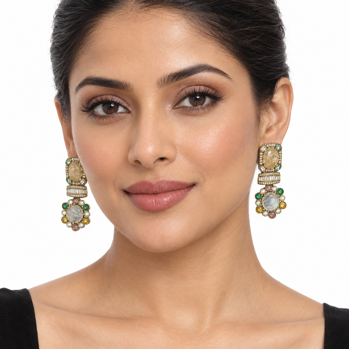 Meena Mosaic Double-Drop Earrings
