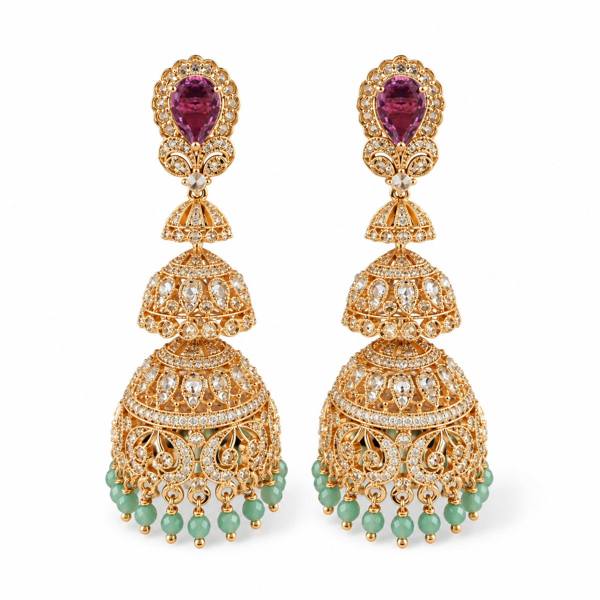 Zareen Triple-Dome Jhumkis
