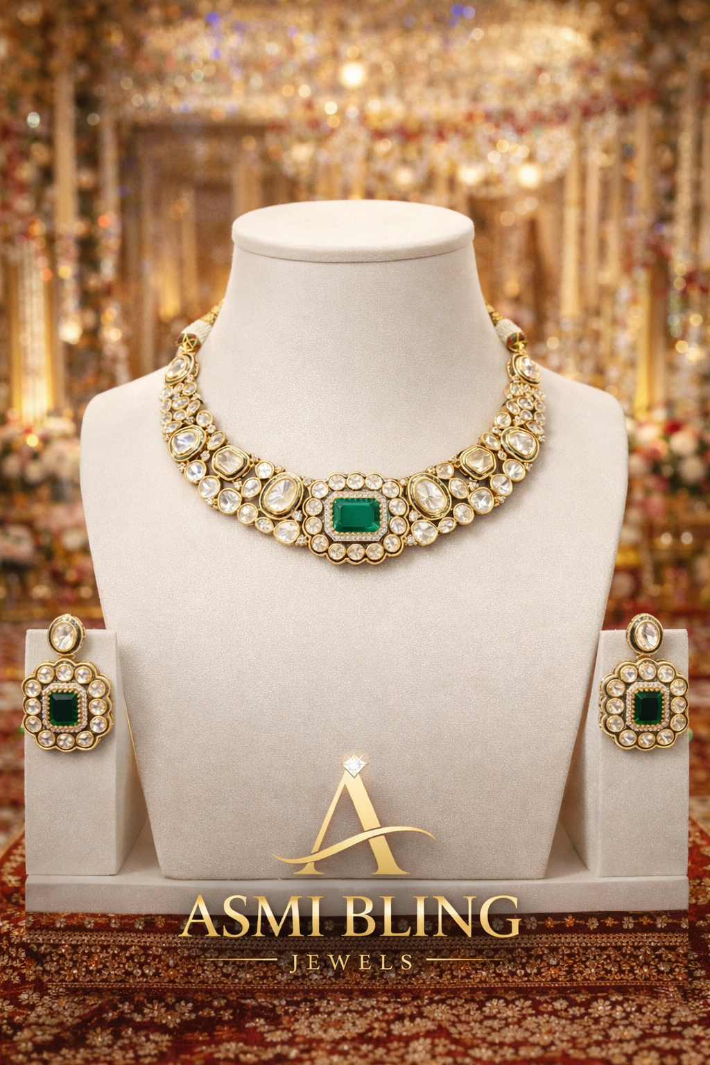 Arohi Emerald Crest Necklace Set