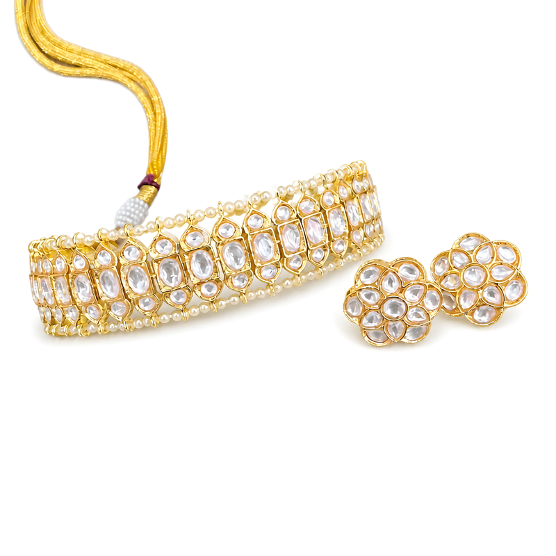 Nivara Pearl Grid Choker Set