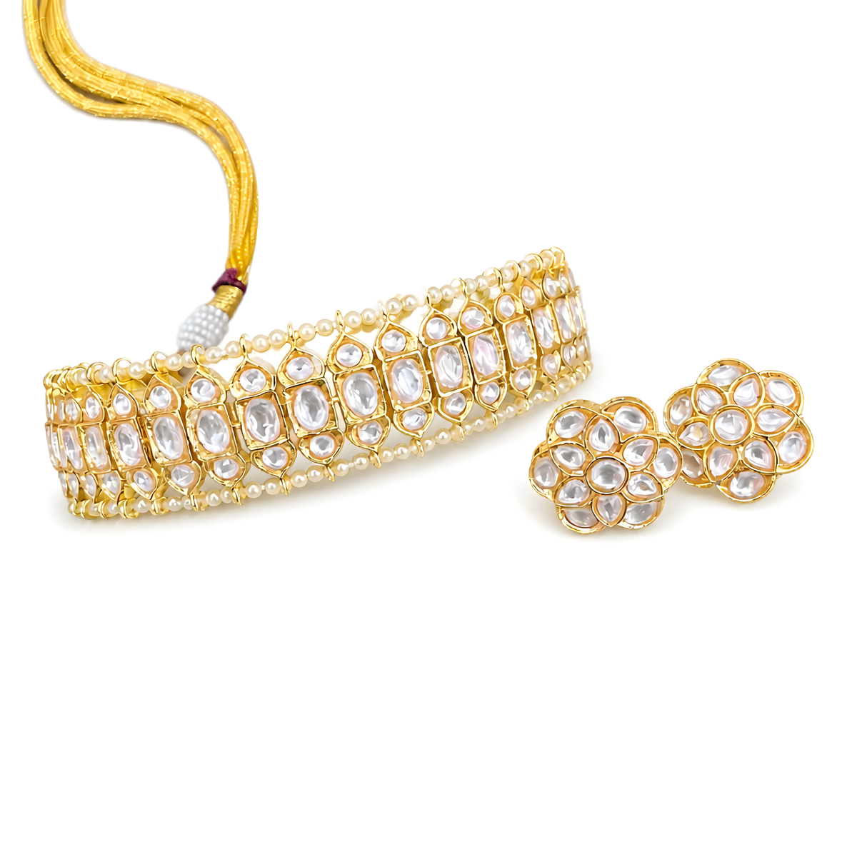 Nivara Pearl Grid Choker Set