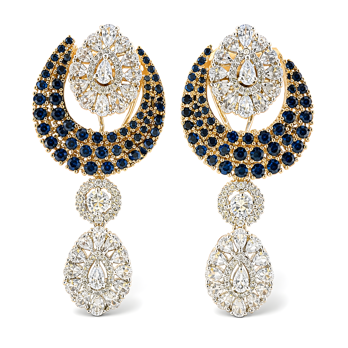 Meher Crystal Crescent Drop Earrings