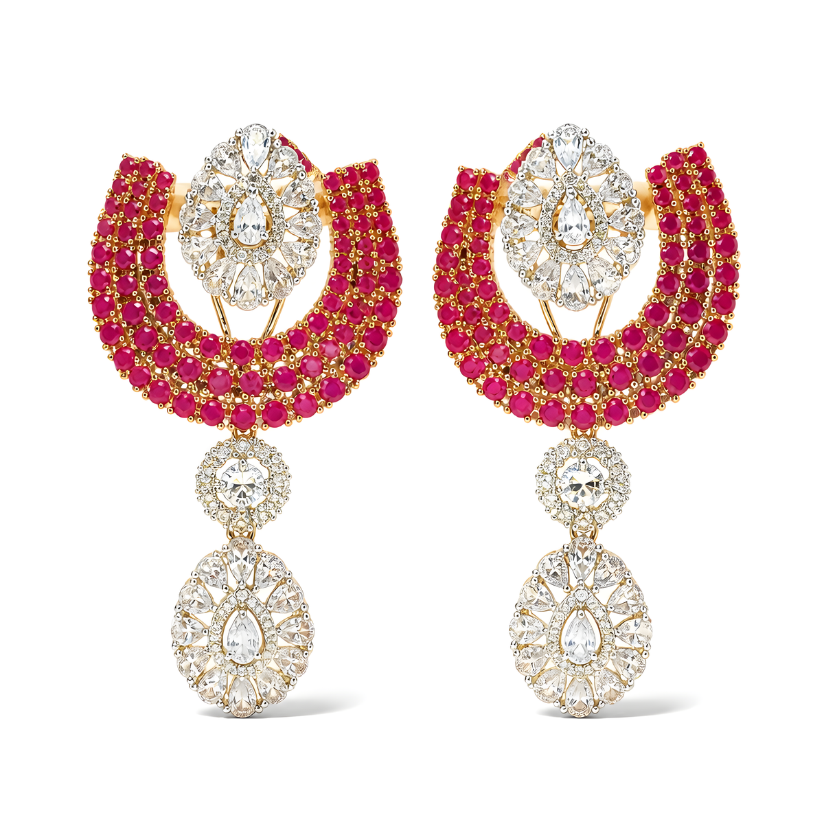 Meher Crystal Crescent Drop Earrings