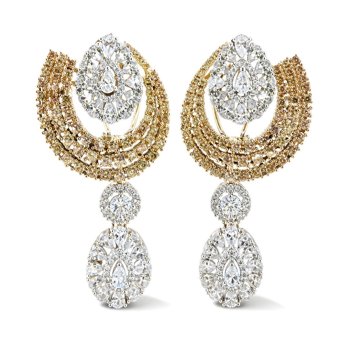 Meher Crystal Crescent Drop Earrings