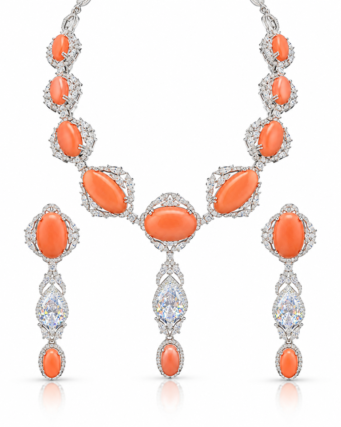 Solene Peach Oval Cascade Set