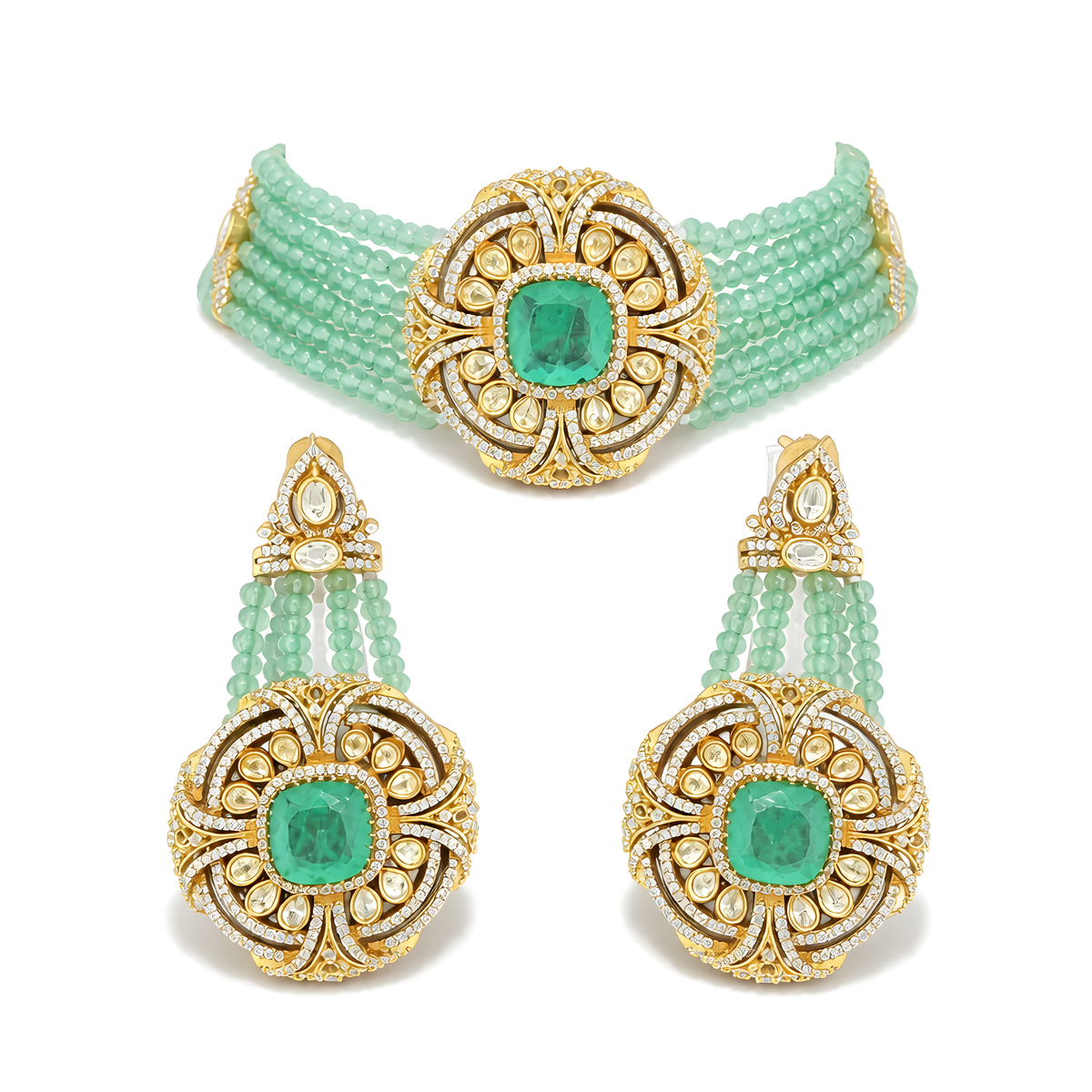 Aarini Mint Medallion Choker Set