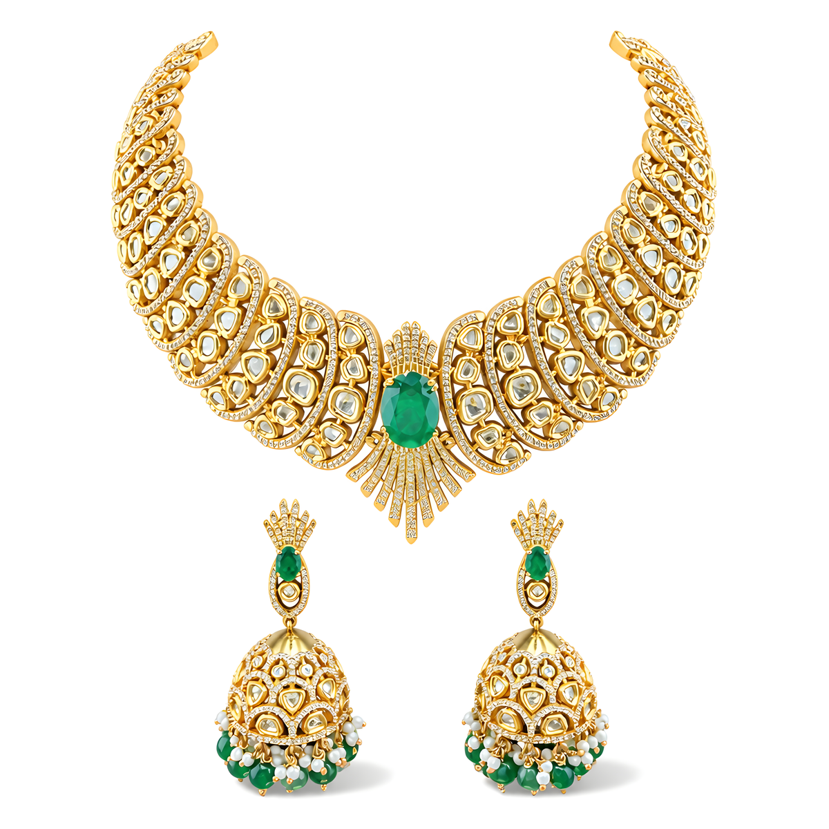 Saanvi Crest Jhumki Necklace Set